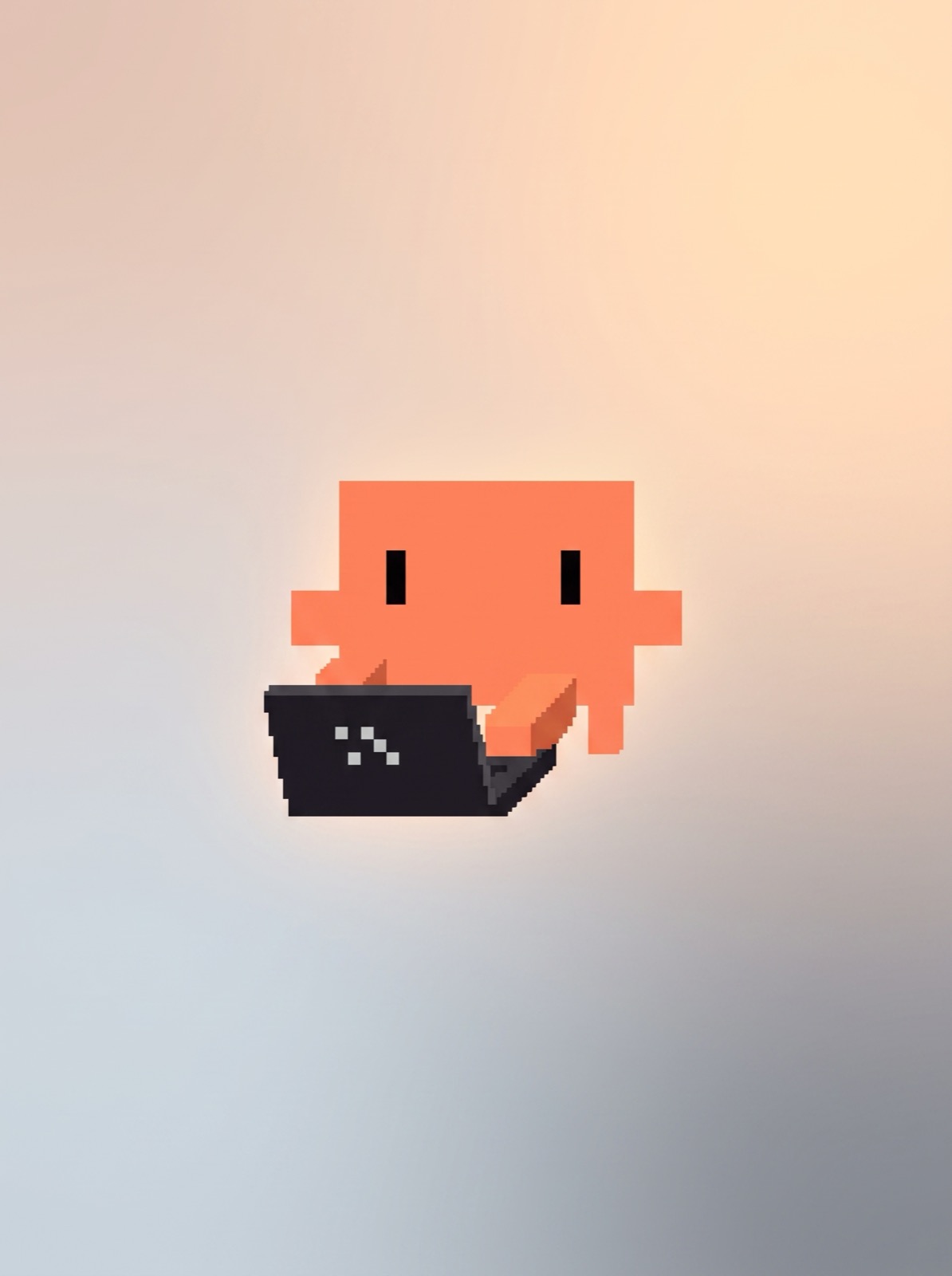 Personagem digital criando em um notebook